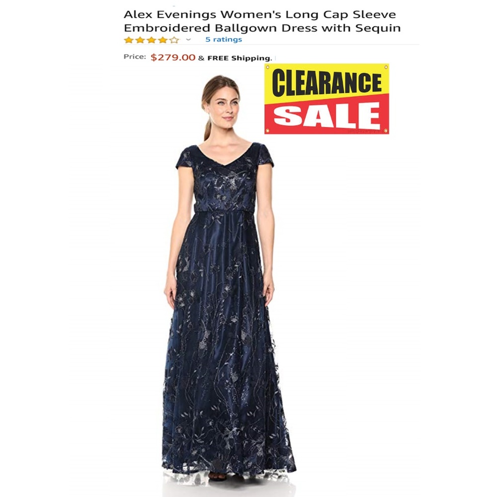 NEW Alex Evenings Embroidered Dress with Sequin